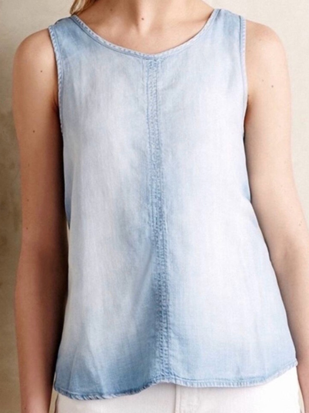 Anthropologie Cloth + Stone Chambray Sleeveless Tank Top, Size Medium